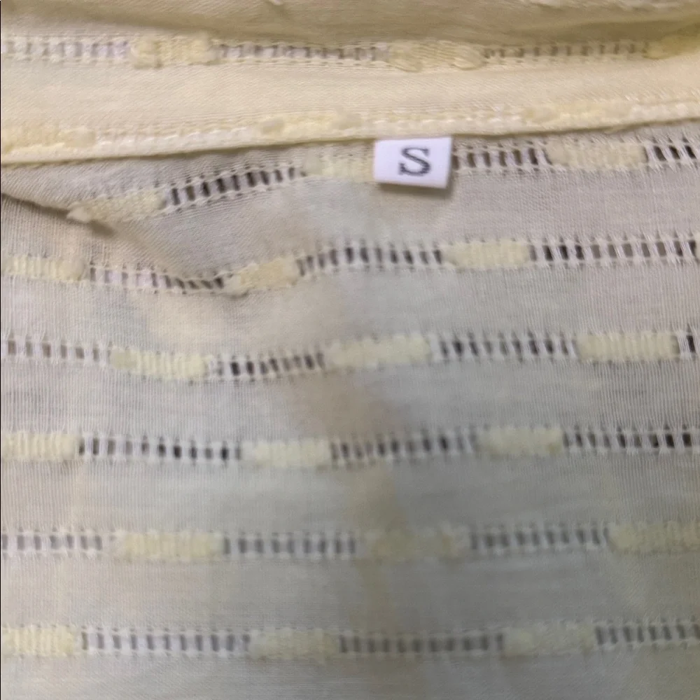Yellow Sheer Textured Button-Up Shirt and Shorts Swim Cover Set